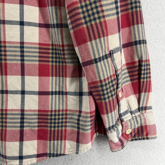 EDDIE BAUER Shirt Mens L Heavy Flannel Plaid Classic Fit Button Up Cotton Red - Picture 10 of 16